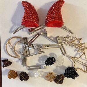 Hair Accessories: Devil Horn Barrettes Moon/Star Barrettes 10 Tiny Claws + Clips